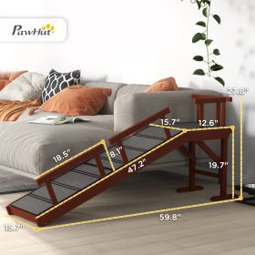 PawHut Wooden Dog Ramp With Removable Guardrails, Non-Slip Surface,, Brown (Option: Brown and Gray)